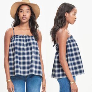 Madewell Indigo Plaid Tank Back Adjustable Tie, M
